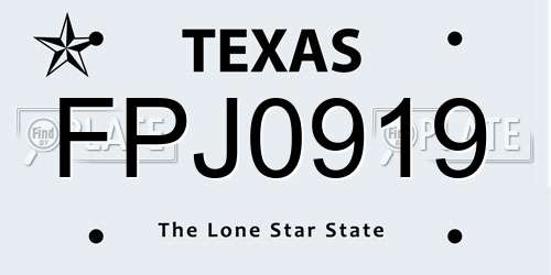 FPJ0919 Texas License Plate