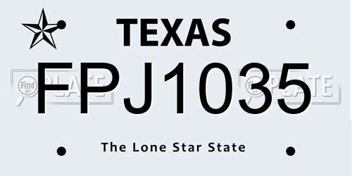 FPJ1035 Texas License Plate