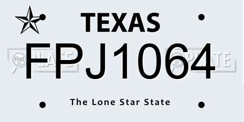 FPJ1064 Texas License Plate