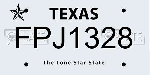 FPJ1328 Texas License Plate