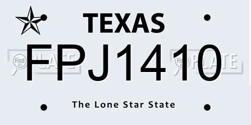 FPJ1410 Texas License Plate