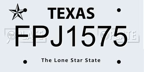 FPJ1575 Texas License Plate