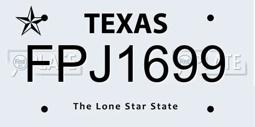 FPJ1699 Texas License Plate