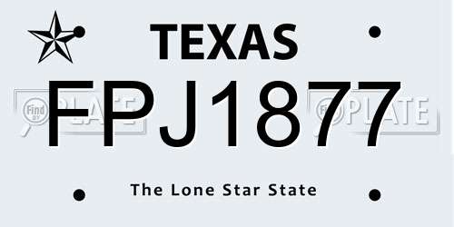FPJ1877 Texas License Plate