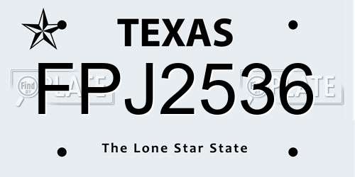 FPJ2536 Texas License Plate