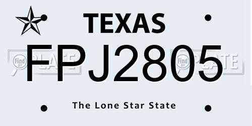 FPJ2805 Texas License Plate