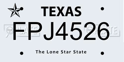 FPJ4526 Texas License Plate