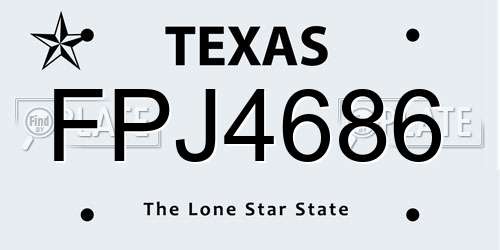 FPJ4686 Texas License Plate