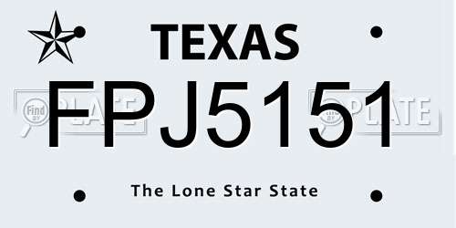 FPJ5151 Texas License Plate