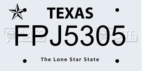 FPJ5305 Texas License Plate