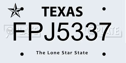 FPJ5337 Texas License Plate