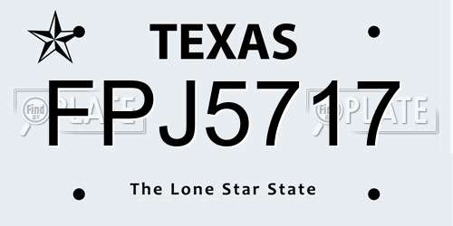 FPJ5717 Texas License Plate