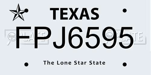 FPJ6595 Texas License Plate
