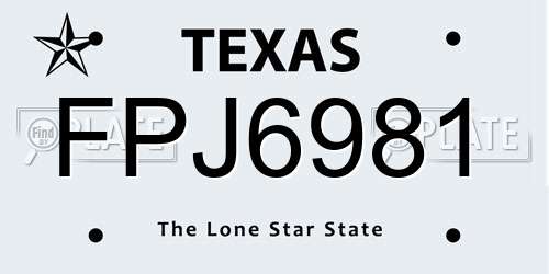 FPJ6981 Texas License Plate