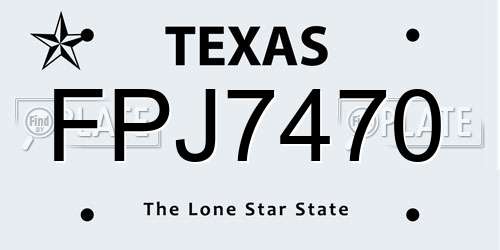 FPJ7470 Texas License Plate
