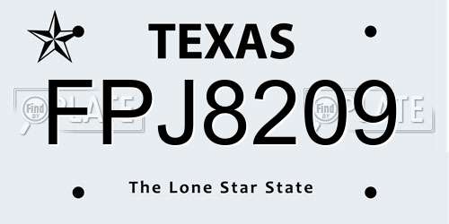 FPJ8209 Texas License Plate