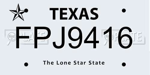 FPJ9416 Texas License Plate