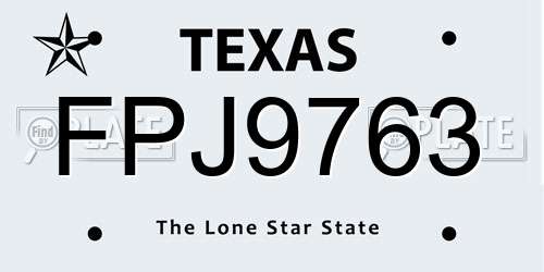 FPJ9763 Texas License Plate