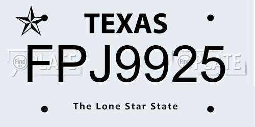 FPJ9925 Texas License Plate