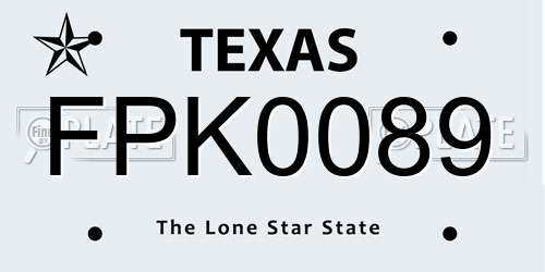 FPK0089 Texas License Plate