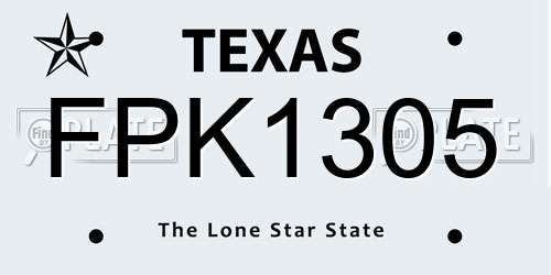 FPK1305 Texas License Plate