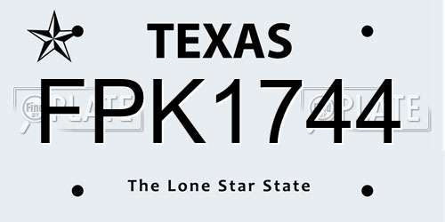 FPK1744 Texas License Plate