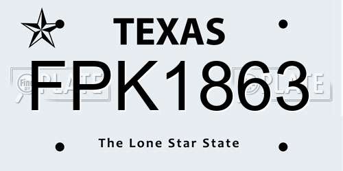 FPK1863 Texas License Plate