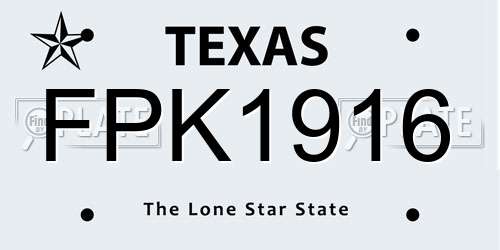 FPK1916 Texas License Plate