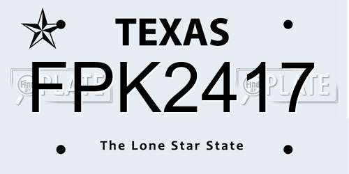 FPK2417 Texas License Plate