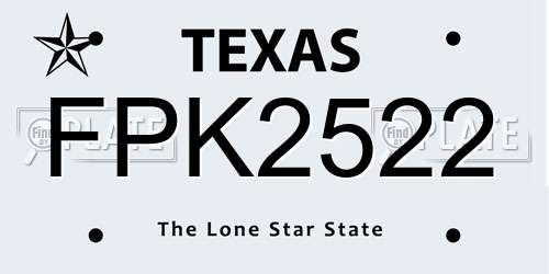 FPK2522 Texas License Plate