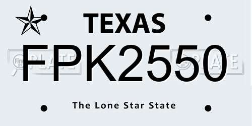 FPK2550 Texas License Plate