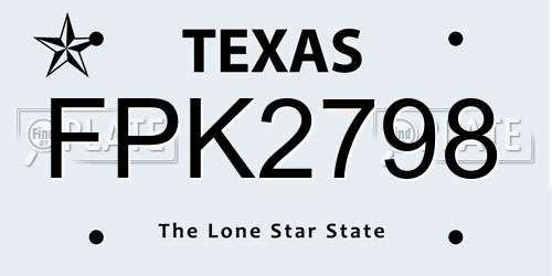FPK2798 Texas License Plate