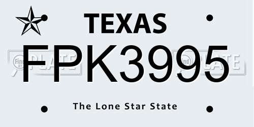 FPK3995 Texas License Plate