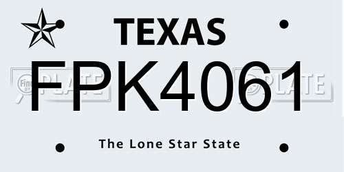 FPK4061 Texas License Plate