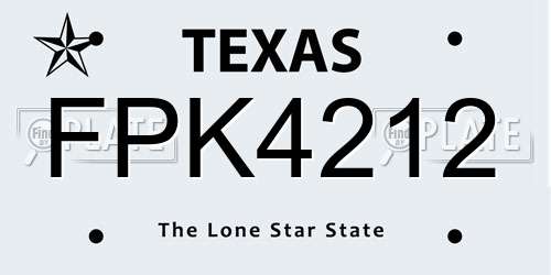 FPK4212 Texas License Plate
