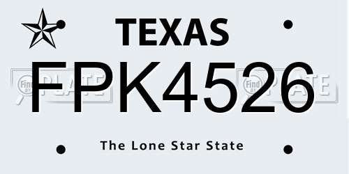 FPK4526 Texas License Plate