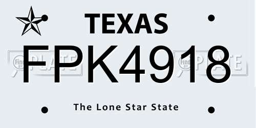 FPK4918 Texas License Plate