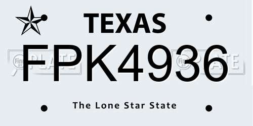 FPK4936 Texas License Plate