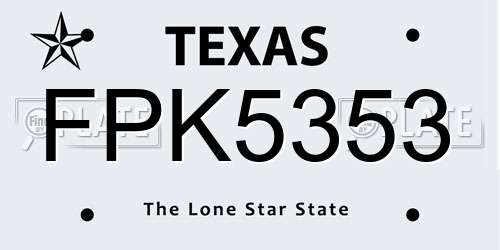 FPK5353 Texas License Plate