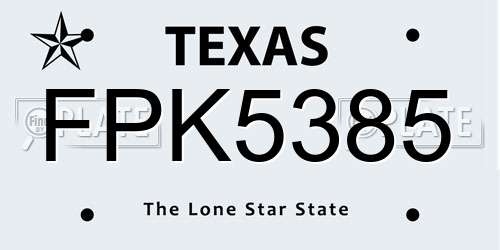 FPK5385 Texas License Plate