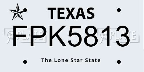 FPK5813 Texas License Plate