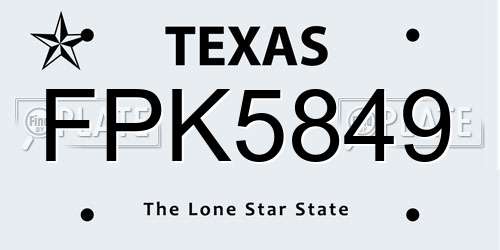 FPK5849 Texas License Plate