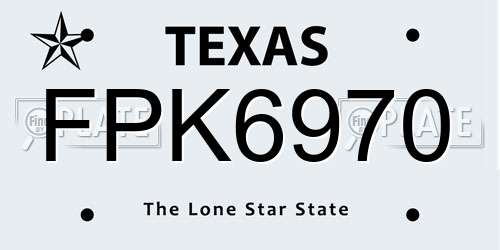 FPK6970 Texas License Plate