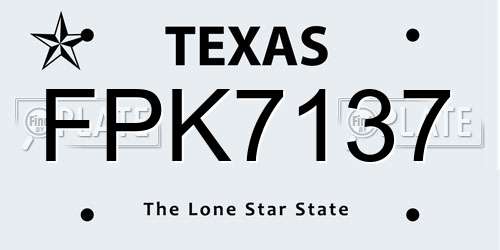 FPK7137 Texas License Plate