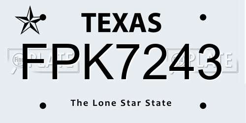 FPK7243 Texas License Plate