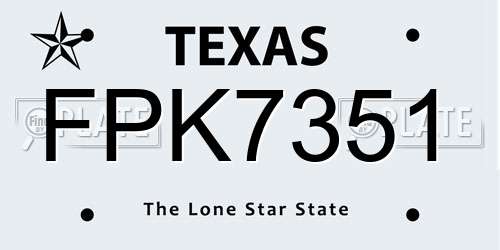 FPK7351 Texas License Plate