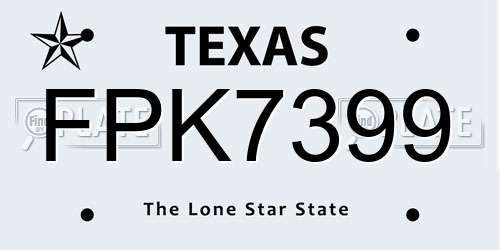 FPK7399 Texas License Plate