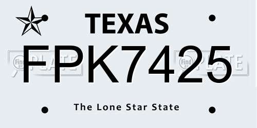 FPK7425 Texas License Plate