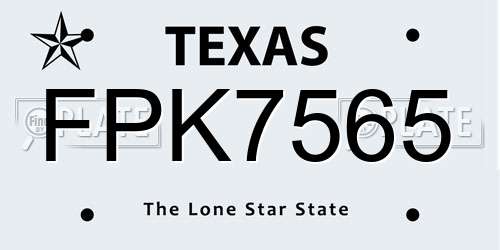 FPK7565 Texas License Plate