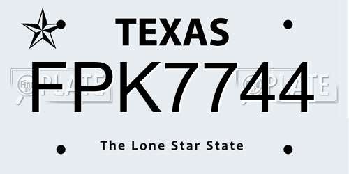 FPK7744 Texas License Plate